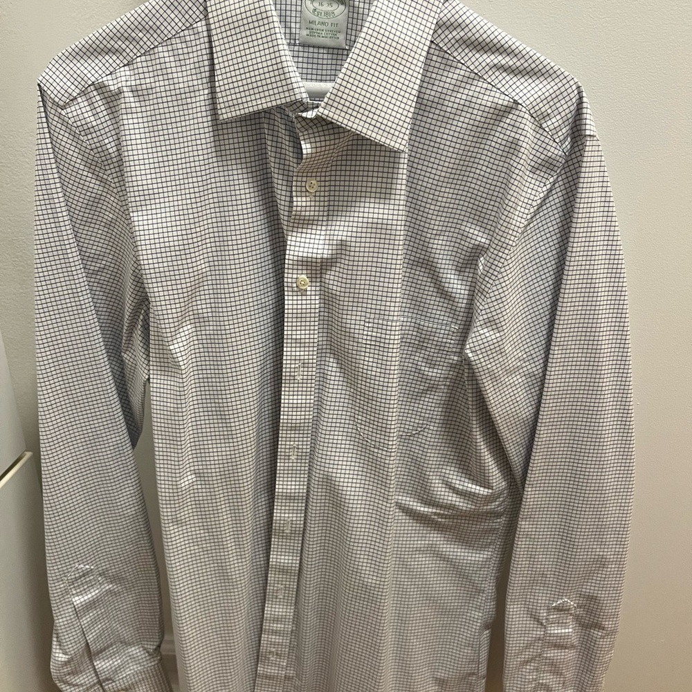 Brooks Brothers Black and White Checkered Dress Shirt